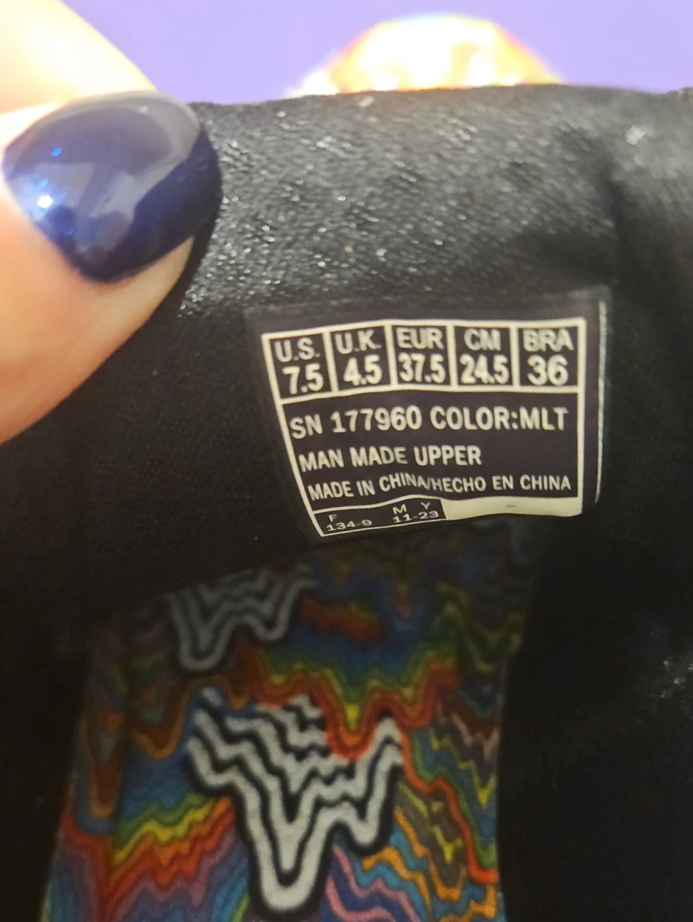 Skechers Rainbow Psychedelic Wave Sneakers with Black Accents
